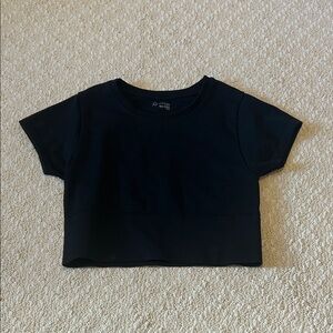 Aerie Black Short Sleeve Workout/Lounge Top